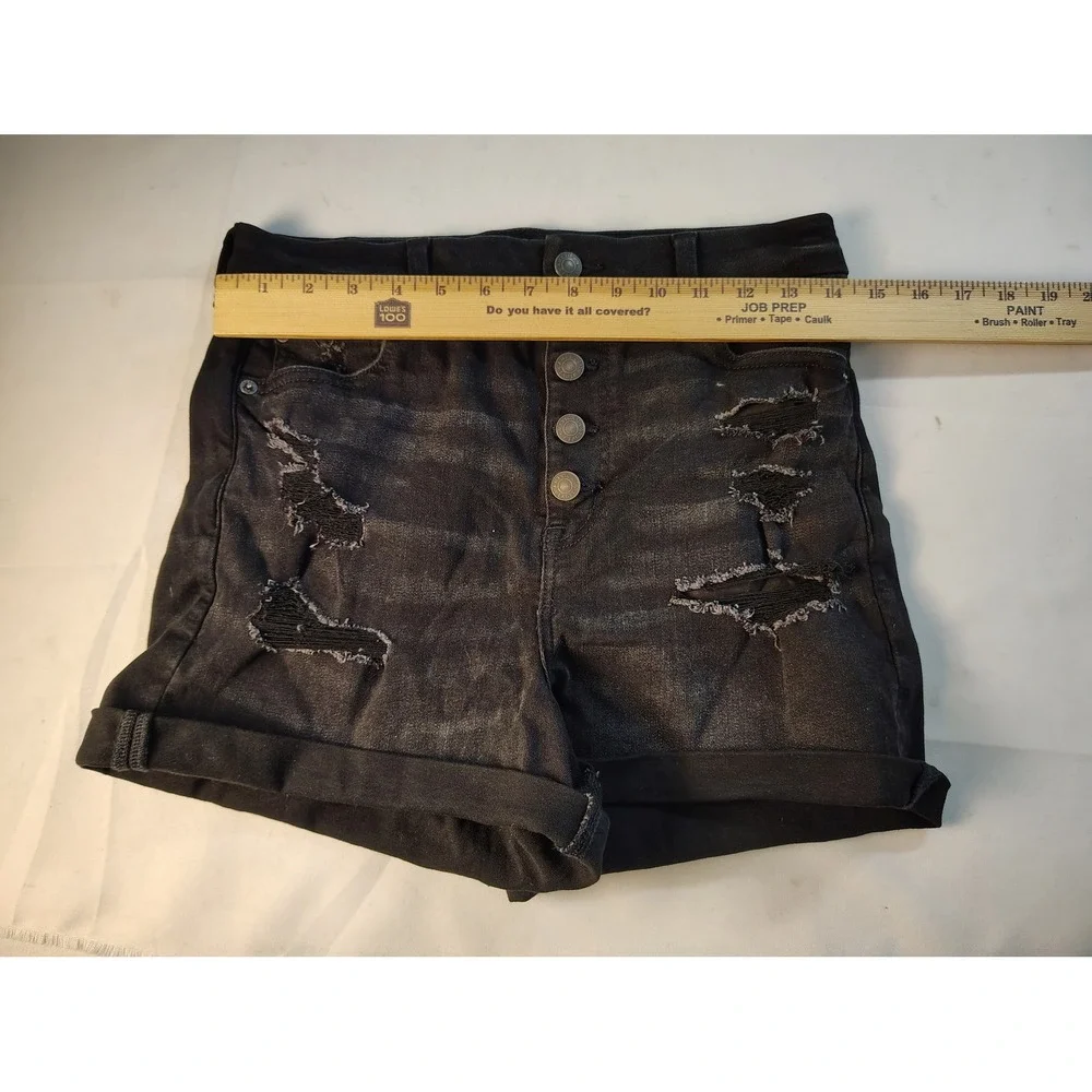 American Eagle Ne(x)t Level Stretch High Waisted Distressed Black Shorts Size 10